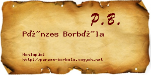 Pénzes Borbála névjegykártya
